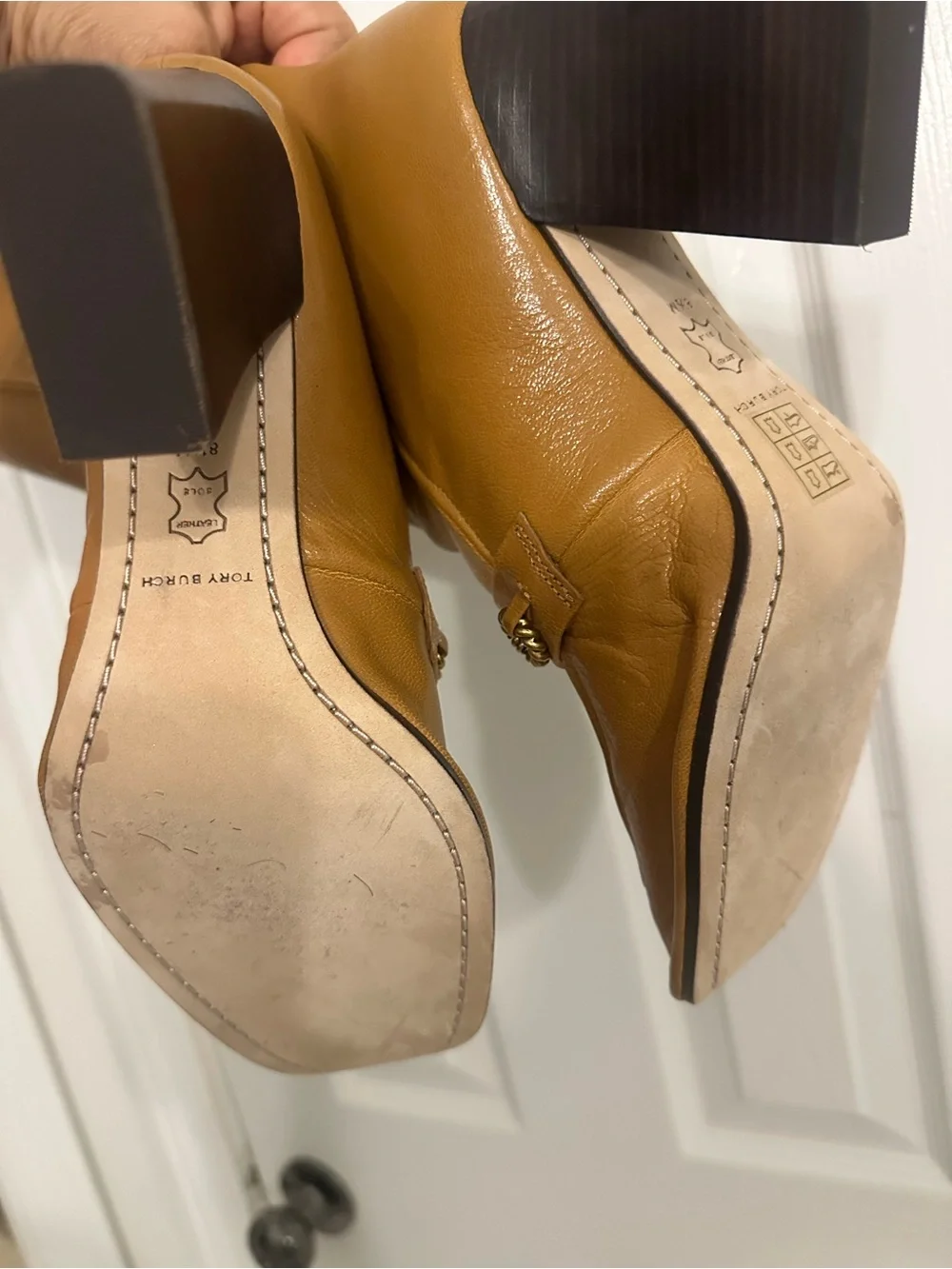 Tory Burch Leather Knee-High Block Heel Boots 8.5